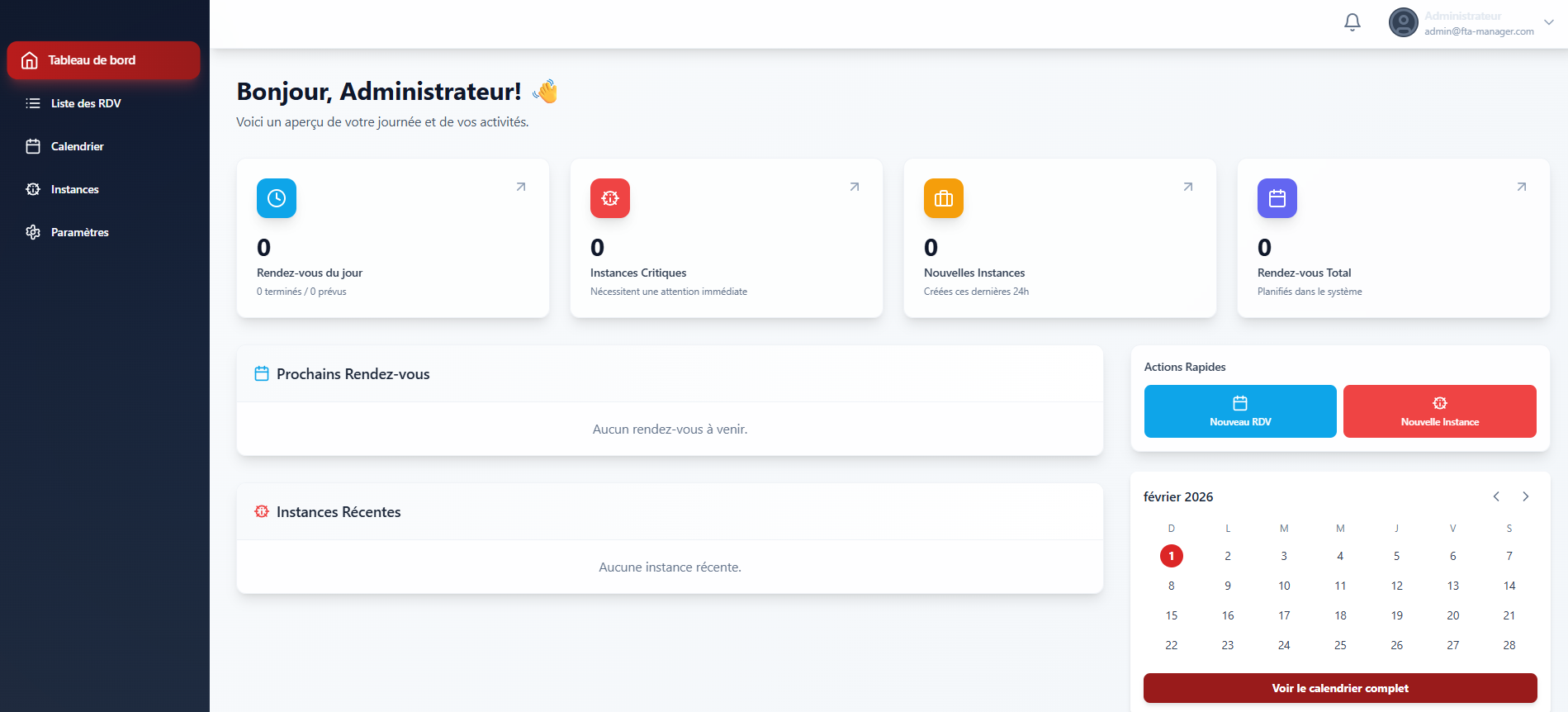 Capture du projet Task Manager — Rendez-vous & Instances